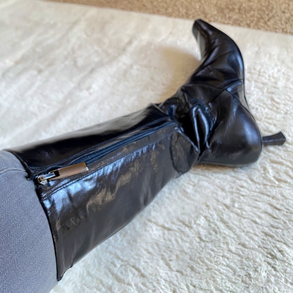 Genuine soft leather kitten heel boots